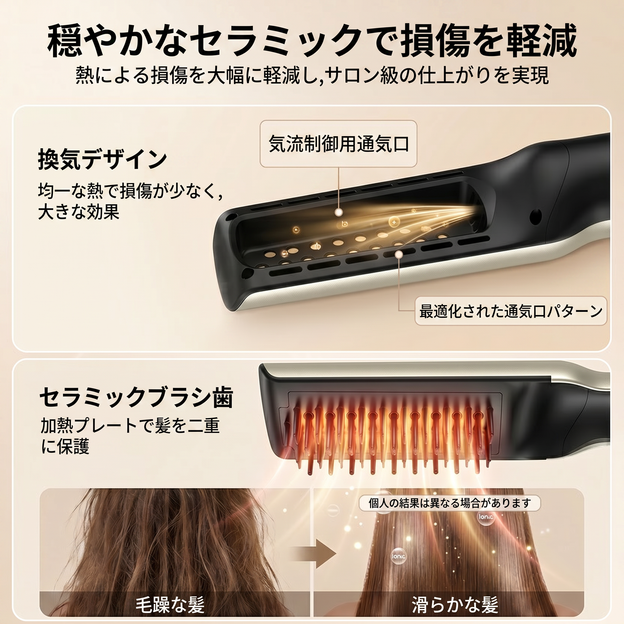 3way ヘアドライヤーブラシ 濡れ髪からドライまで ワンステップストレートナー 1台3役(ドライ&ブラシ&ストレート) ヒートブラシ 1200W 速乾 エアポーズ VNEXPORT SD-919 ホットエアブラシ フリーズコントロール
