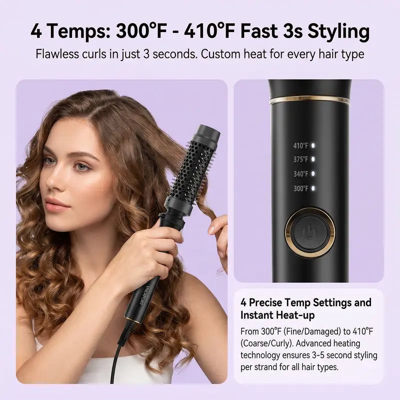 2-in-1 Multi Hair Curler Beachwaver, Curling Wand, Velcro Rollers, Bombshell Curls, Curling Iron, Quick Heat Styler with 25mm 3-Barrel Waver & 38mm Volume Brush, Interchangeable Barrels, Dual Voltage, VNEXPORT SD-691